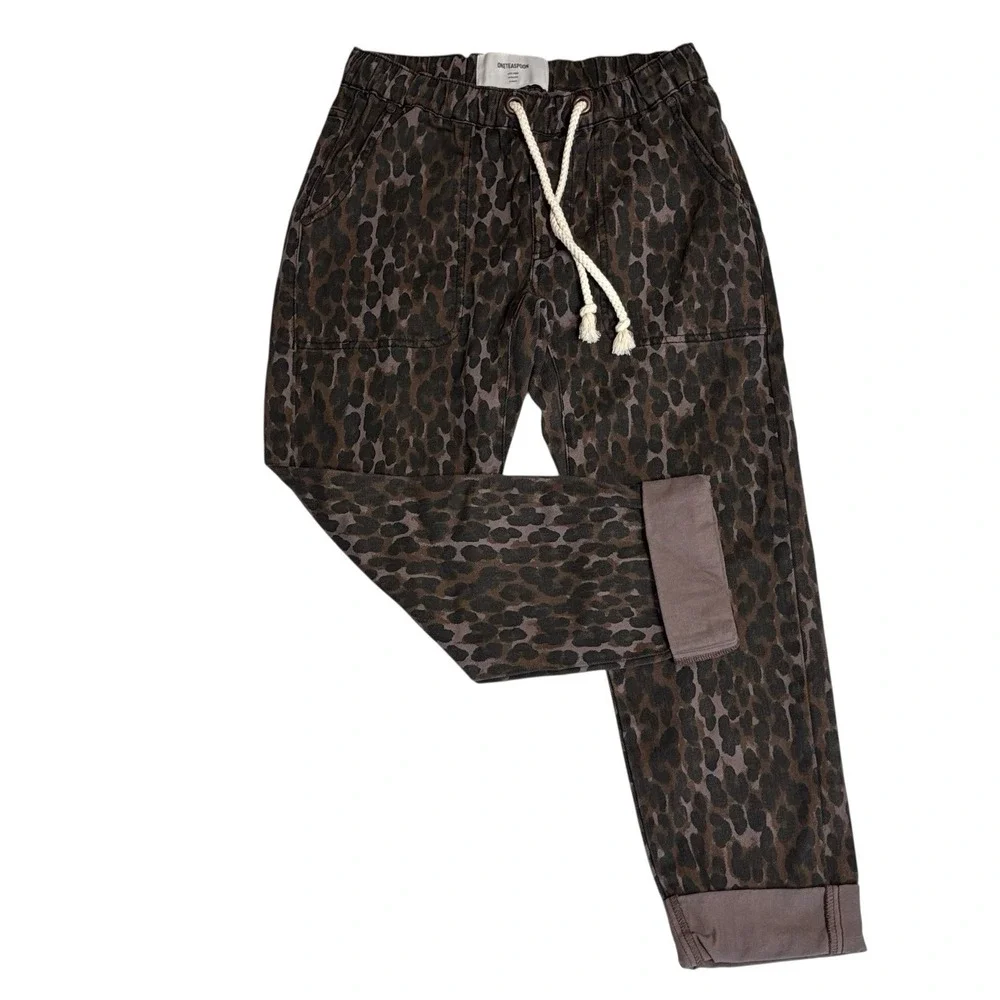 NWT OneTeaspoon Pants Sz XS Bronze Leo B Leopard  Shabbies Cotton Elastic Waist - Picture 9 of 16